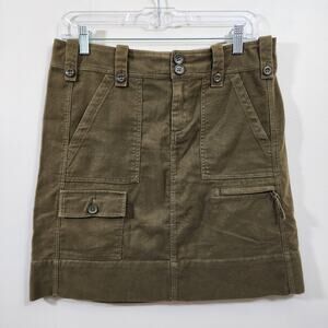 Paperboy by Anthropolgie‎ brushed cotton army green cargo skirt woman's size 6